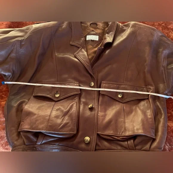 Super soft vintage leather brown men’s bomber jacket Anne Beretta L